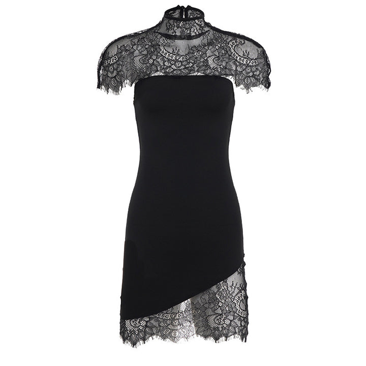 Damen Spitzenkleid mit asymmetrischem Saum und elegantem Kragen Echo Archiv