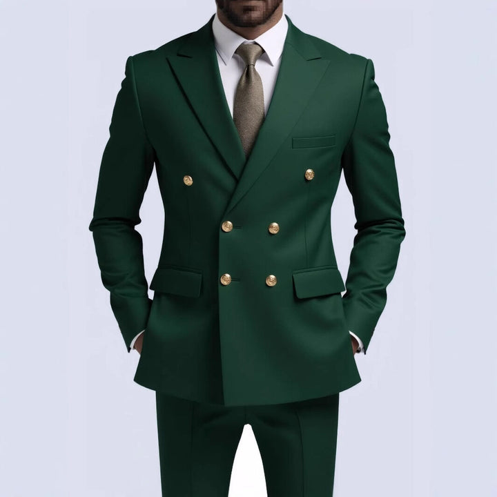 Herren nan doppelreihiger Slim-Fit Anzug mit goldenen Zierknöpfen und schmaler Businesshose Echo Archiv