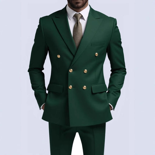 Herren nan doppelreihiger Slim-Fit Anzug mit goldenen Zierknöpfen und schmaler Businesshose Echo Archiv