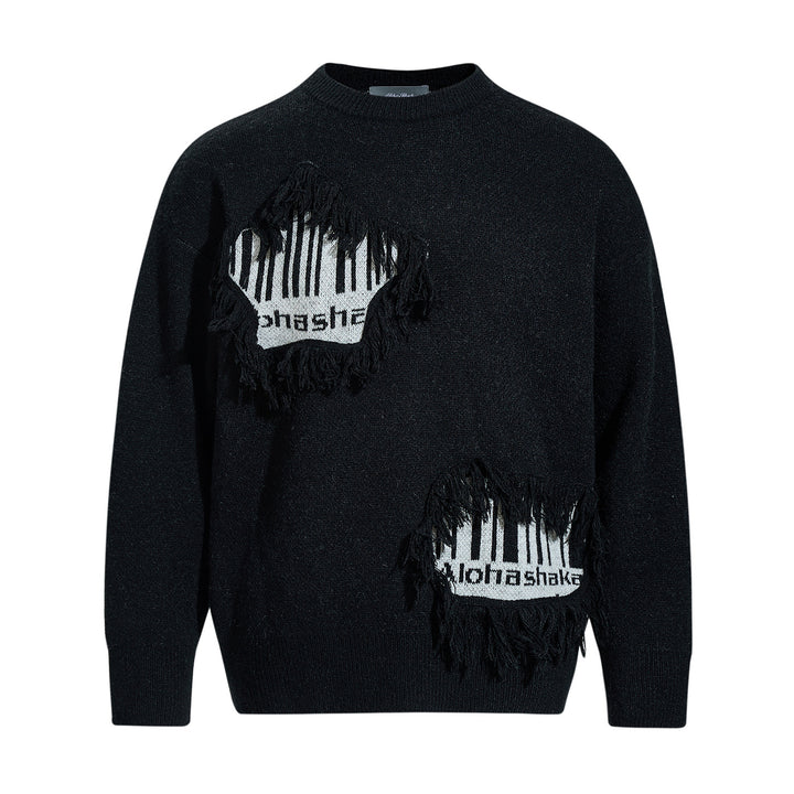 Herren Strickpullover mit Fransen-Applikation und Intarsien Echoarchiv