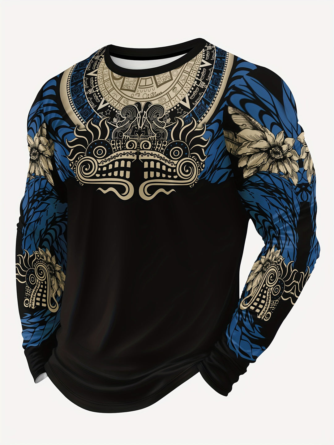 Herren Sportliche Langarmshirt mit einzigartigem Aztekenmotiv Echoarchiv