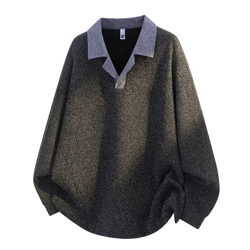 Unisex Oversize-Strickpullover mit kontrastierendem Polokragen und Halbsteg-Knopfleiste Echoarchiv