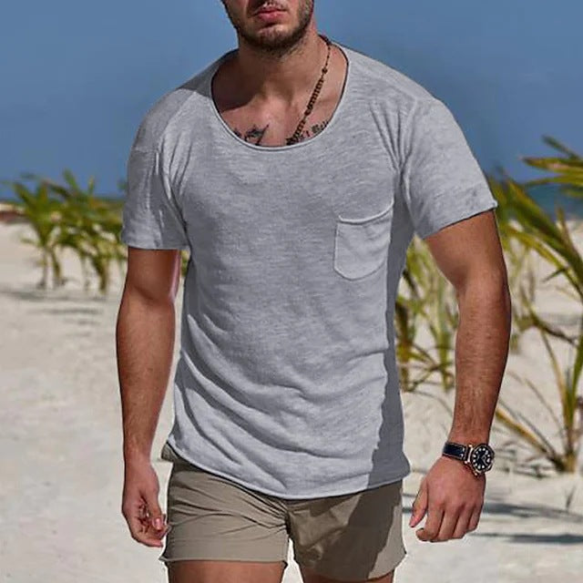 Herren lässiges Rundhalsshirt mit Brusttasche und modernem Schnitt Echoarchiv