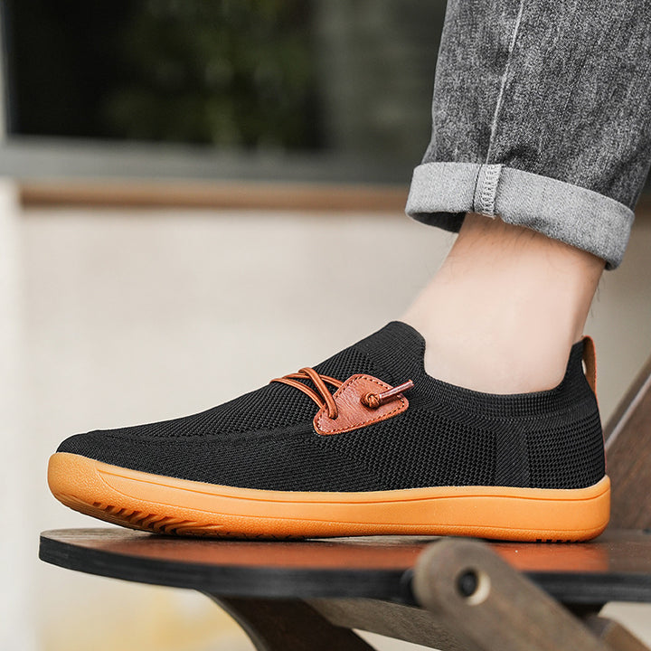 Herren gestrickter Mokassin-Slipper mit elastischem Schaft, Zierösen und stoßdämpfender Flexsohle Echo Archiv