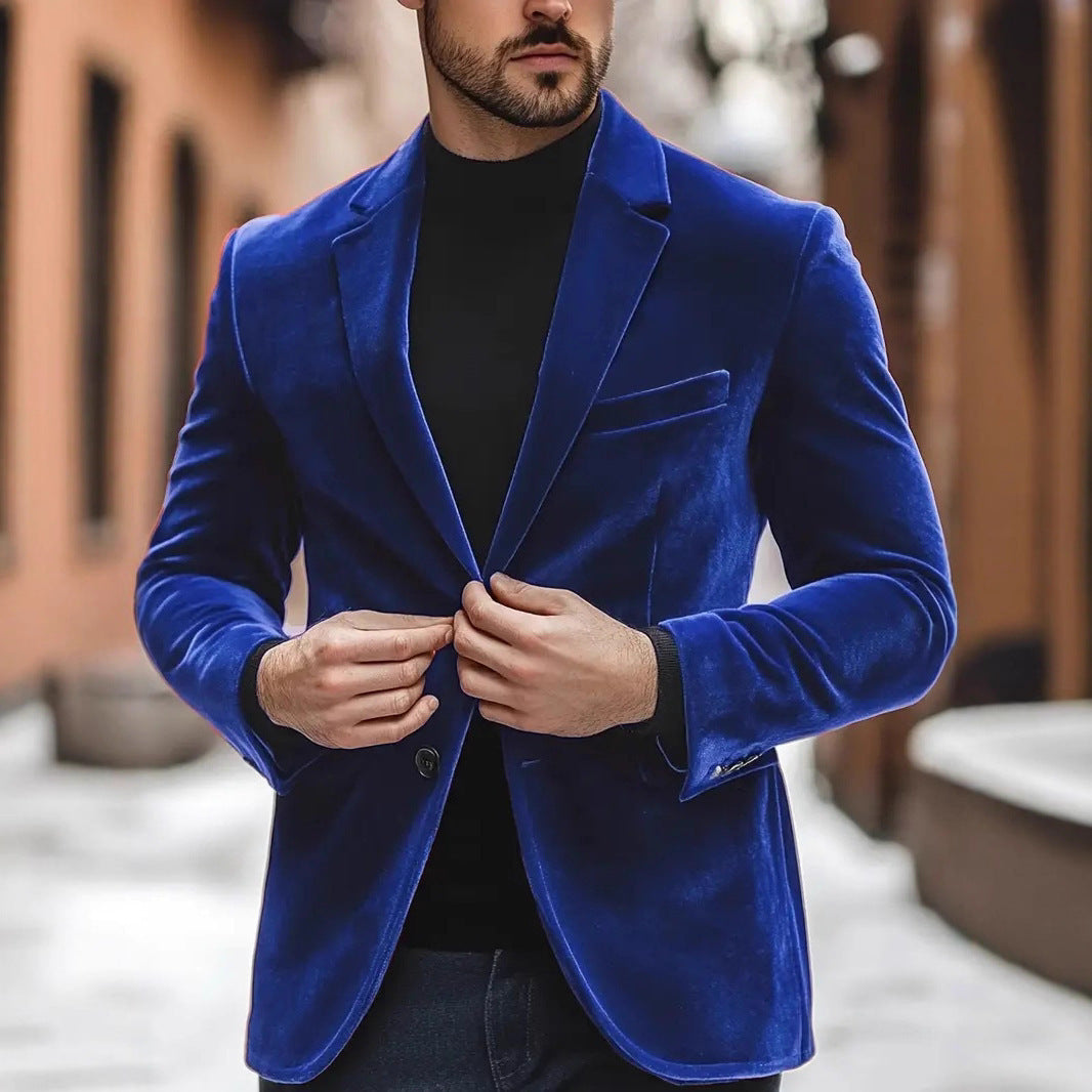 Herren eleganter Samtblazer mit modernem Schnitt Echoarchiv