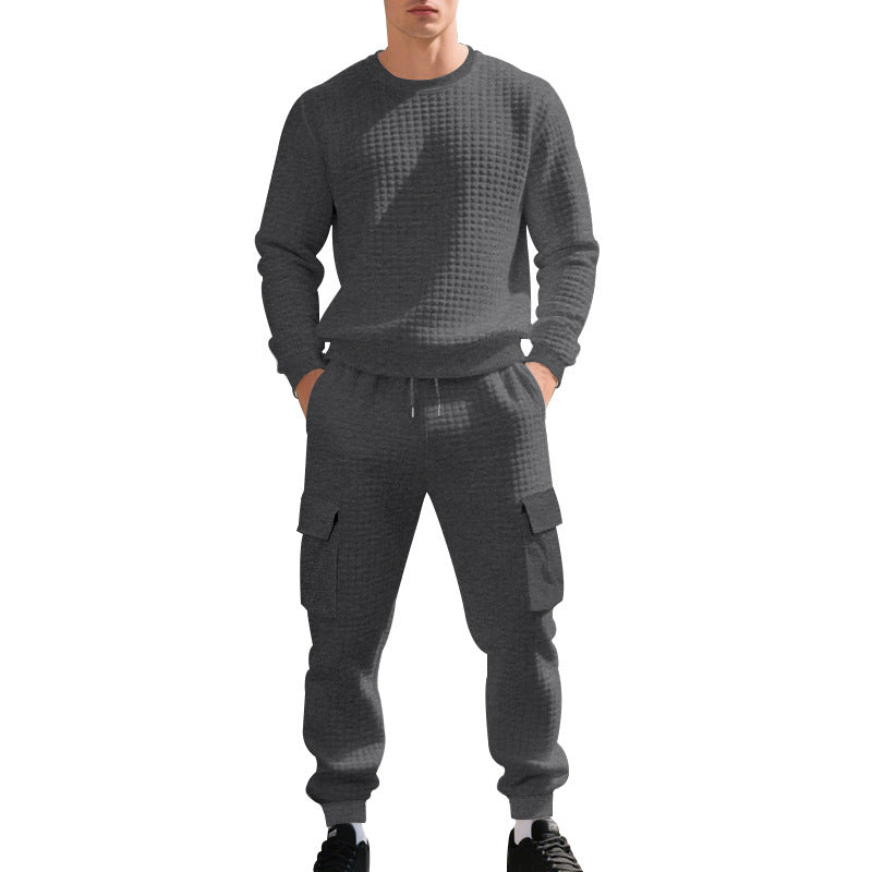 Herren Sportliches Freizeit-Set mit strukturiertem Sweatshirt und Cargo-Hose Echoarchiv