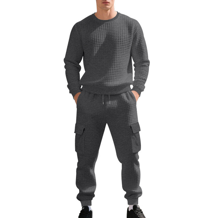Herren Sportliches Freizeit-Set mit strukturiertem Sweatshirt und Cargo-Hose Echoarchiv