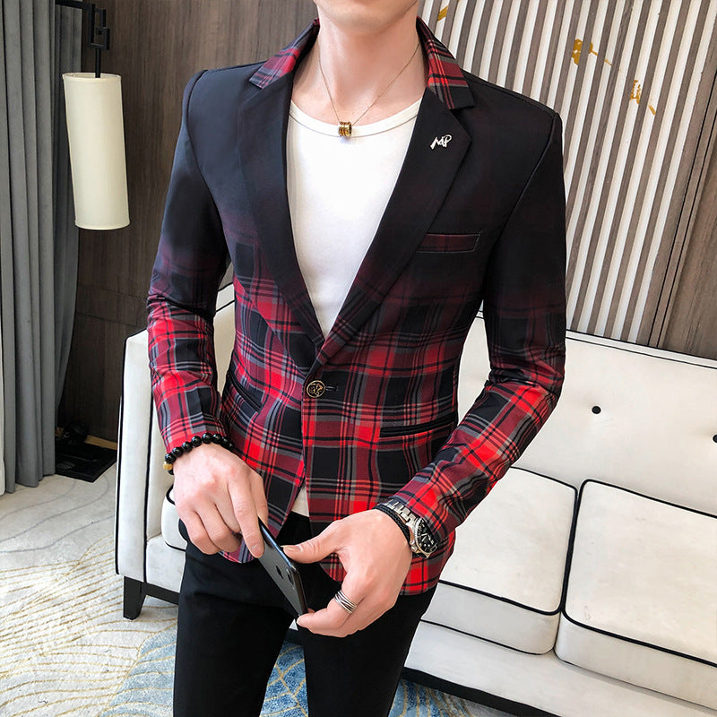 Herren eleganter Karo-Blazer mit modernem Schnitt und feinen Details Echoarchiv