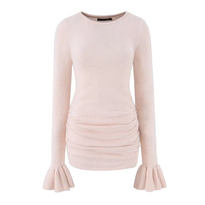 Damen Figurbetonter Feinstrick-Pullover mit geraffter Taille und Volantärmeln Echo Archiv