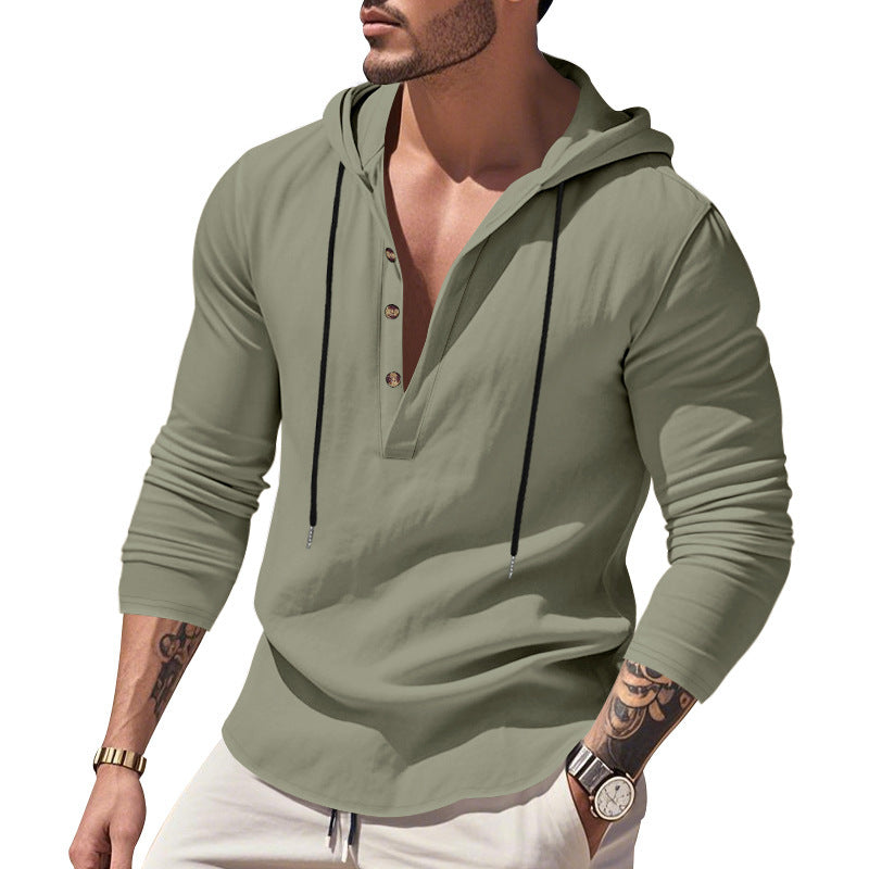 Herren lässiger Hoodie mit modernem Button-Down-Ausschnitt Echoarchiv