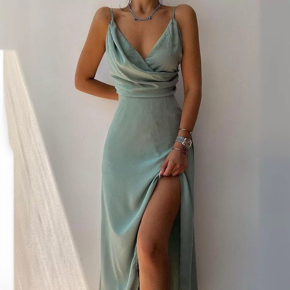 Damen Elegantes Maxikleid mit schickem Wickelausschnitt und verführerischem Schlitz – Valéora