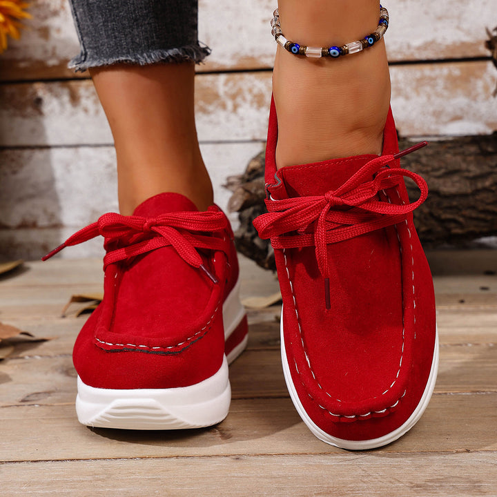 Damen Velours‑Mokassin‑Plateau‑Sneaker mit verstecktem Keil und gepolstertem Komfortfußbett Echo Archiv