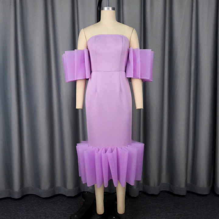 Damen Elegantes Kleid mit voluminösen Rüschenärmeln Echo Archiv