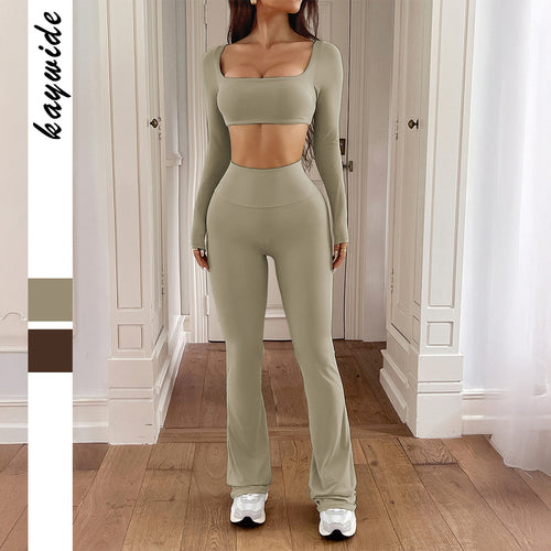 Damen Sportliches Zweiteiliges Set mit Langarmoberteil und Schmalen Leggings Echo Archiv
