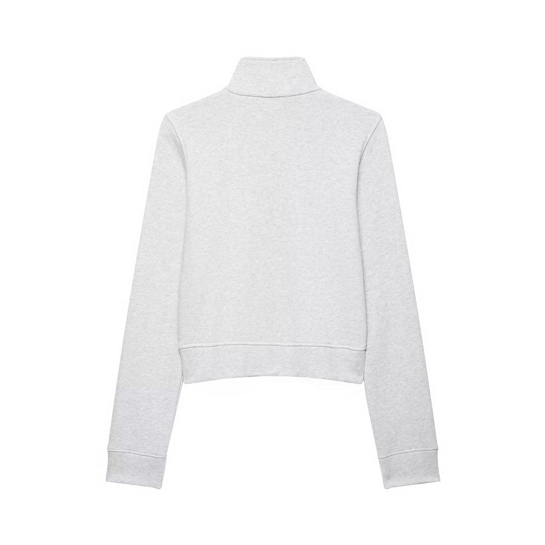 Damen Kurze Sweatjacke im Militärstil mit Stehkragen und dekorativer Knopfleiste Echo Archiv