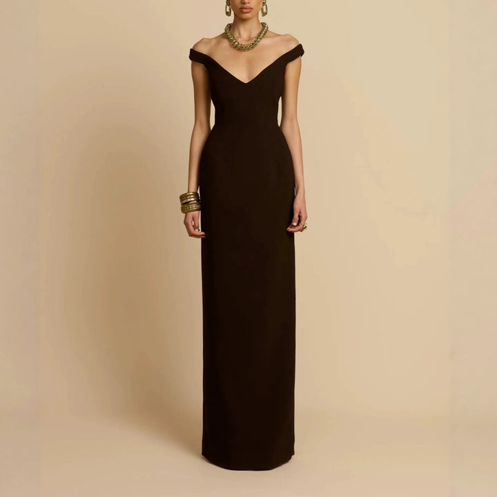 Damen Schlichtes Off-Shoulder-Maxikleid Echo Archiv