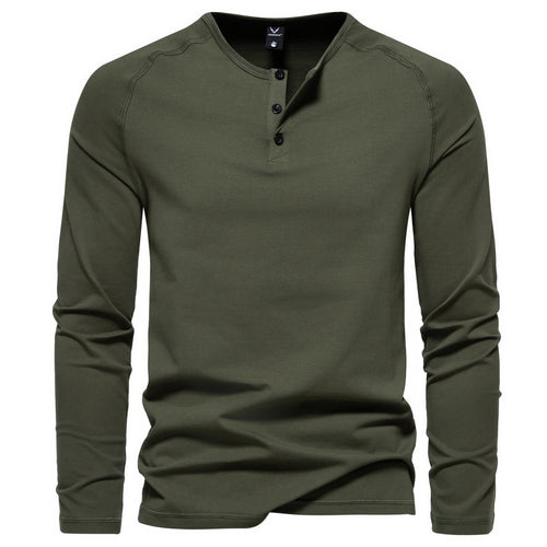 Herren nan langärmeliges Henley-Shirt aus Baumwollmischung mit Knopfleiste und schmaler Schnitt Echo Archiv