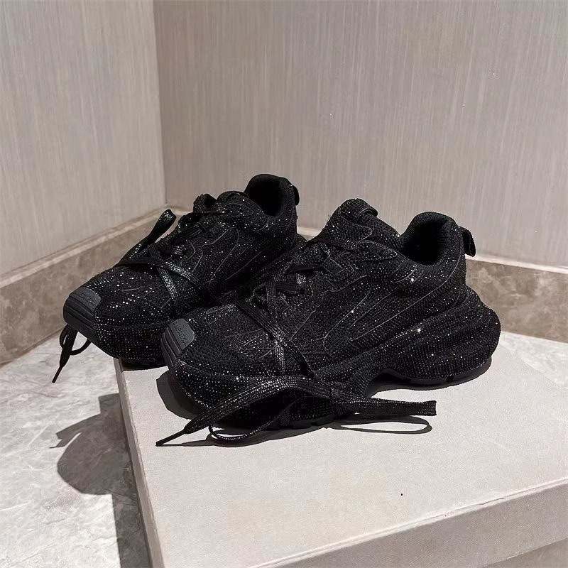 Damen Chunky Plateau-Sneaker mit gewellter Profilsohle und glitzernder Mesh-Optik Echo Archiv