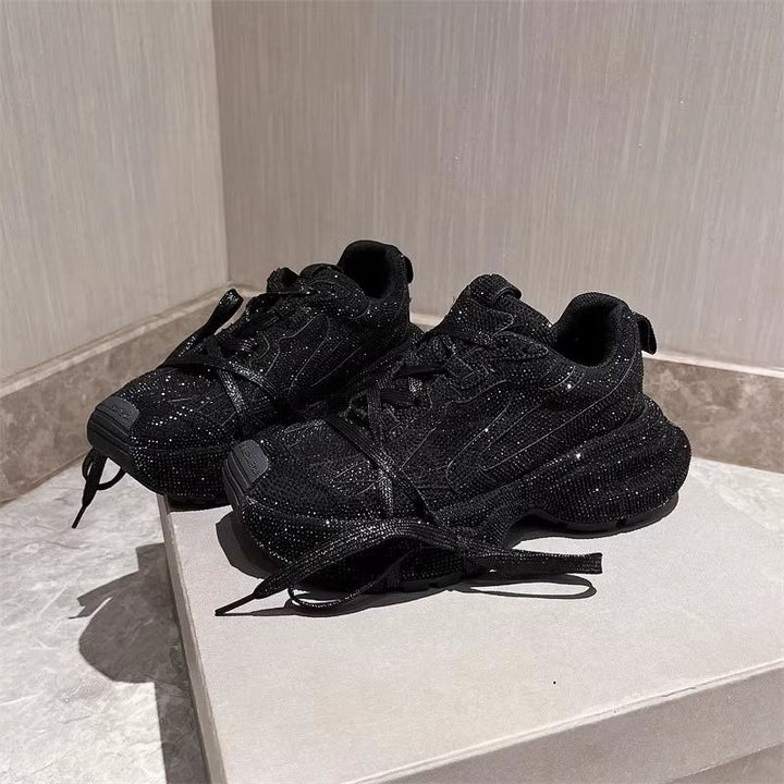 Damen Chunky Plateau-Sneaker mit gewellter Profilsohle und glitzernder Mesh-Optik Echo Archiv