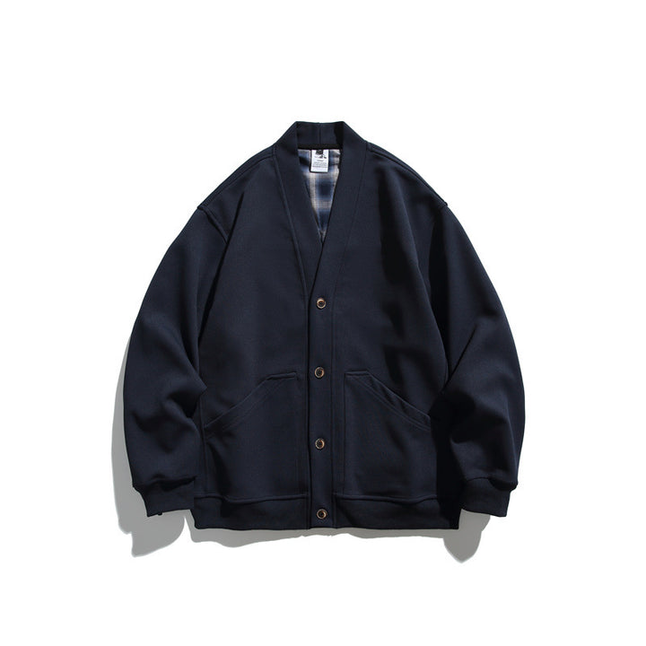 Unisex Oversize-Cardiganjacke aus schwerem French-Terry mit V-Ausschnitt und aufgesetzten Eingrifftaschen Echoarchiv