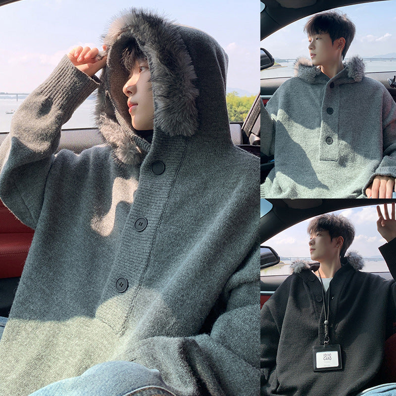 Damen Oversized Hoodie mit Kapuze und Fellrand Echoarchiv