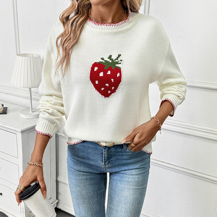 Damen Verspielter Pullover mit Erdbeer-Motiv Echo Archiv
