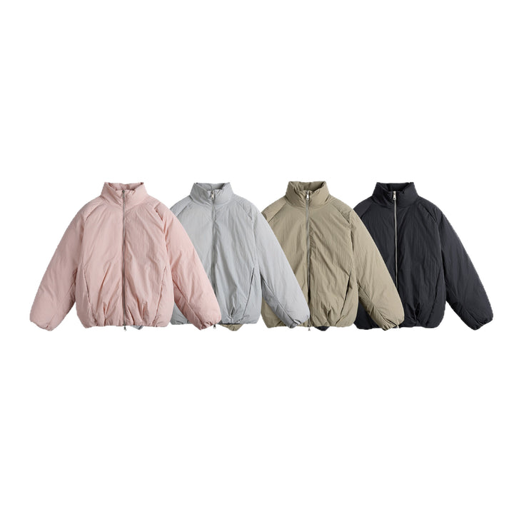Unisex Oversize Steppjacke mit hohem Stehkragen und Zweiwege-Reißverschluss Echoarchiv