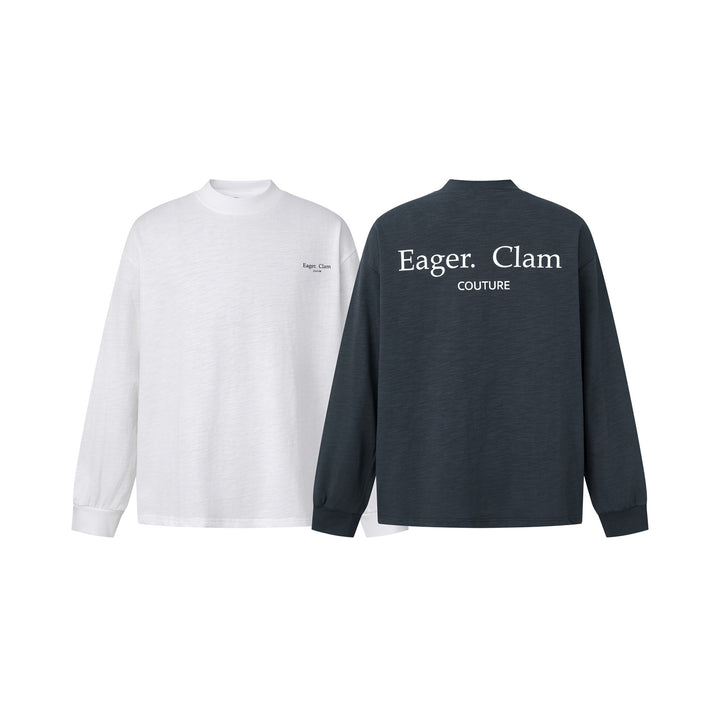 Unisex Oversize-Langarmshirt mit Slub-Baumwolle und halbhohem Rollkragen Echoarchiv