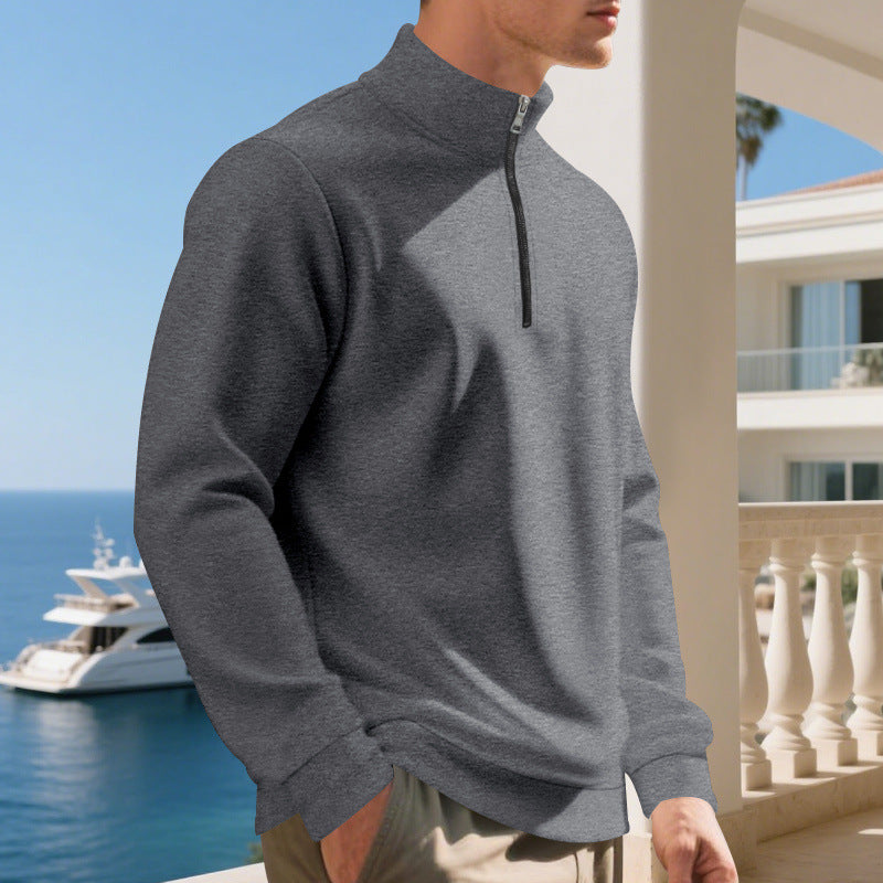 Herren sportlicher Pullover mit halbem Reißverschluss und atmungsaktiver Struktur Echoarchiv