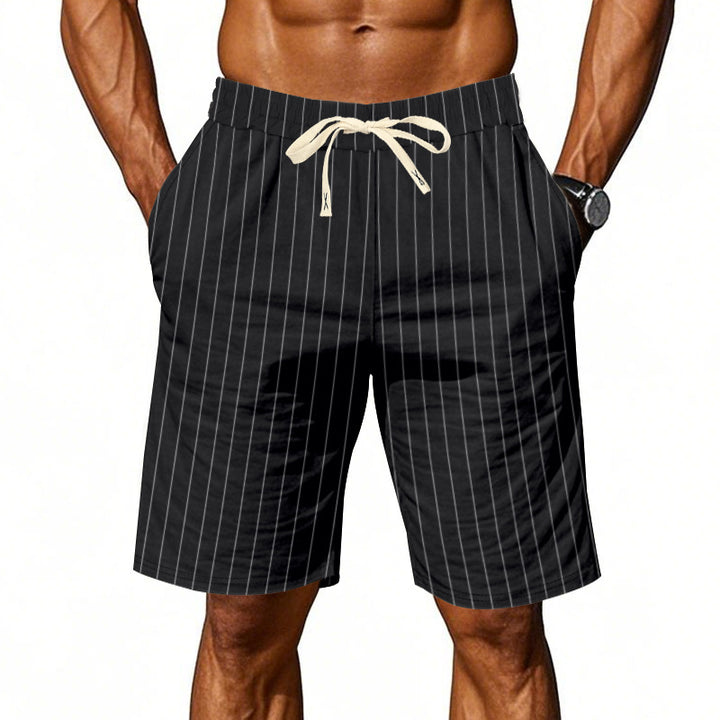 Herren Strandshorts mit vertikalem Streifenmuster und elastischem Kordelzug Echoarchiv