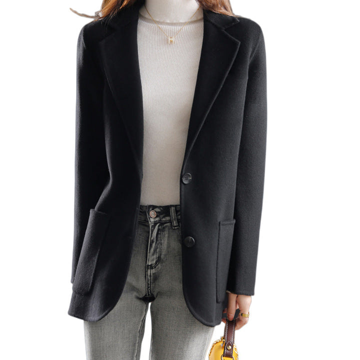 Damen eleganter Wollblazer mit klassischen Revers und strukturiertem Schnitt – Valéne