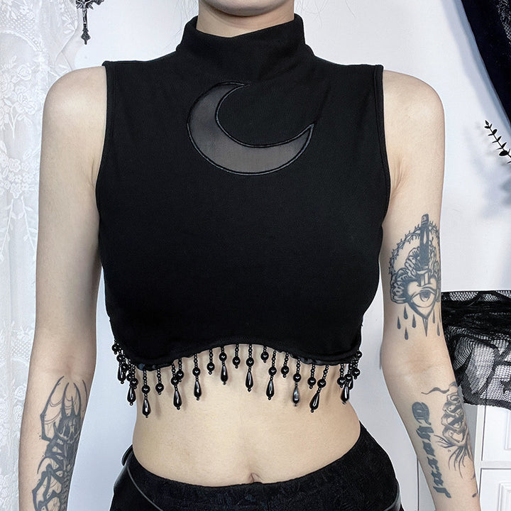 Damen elegantes Crop-Top mit Perlenverzierungen Echo Archiv