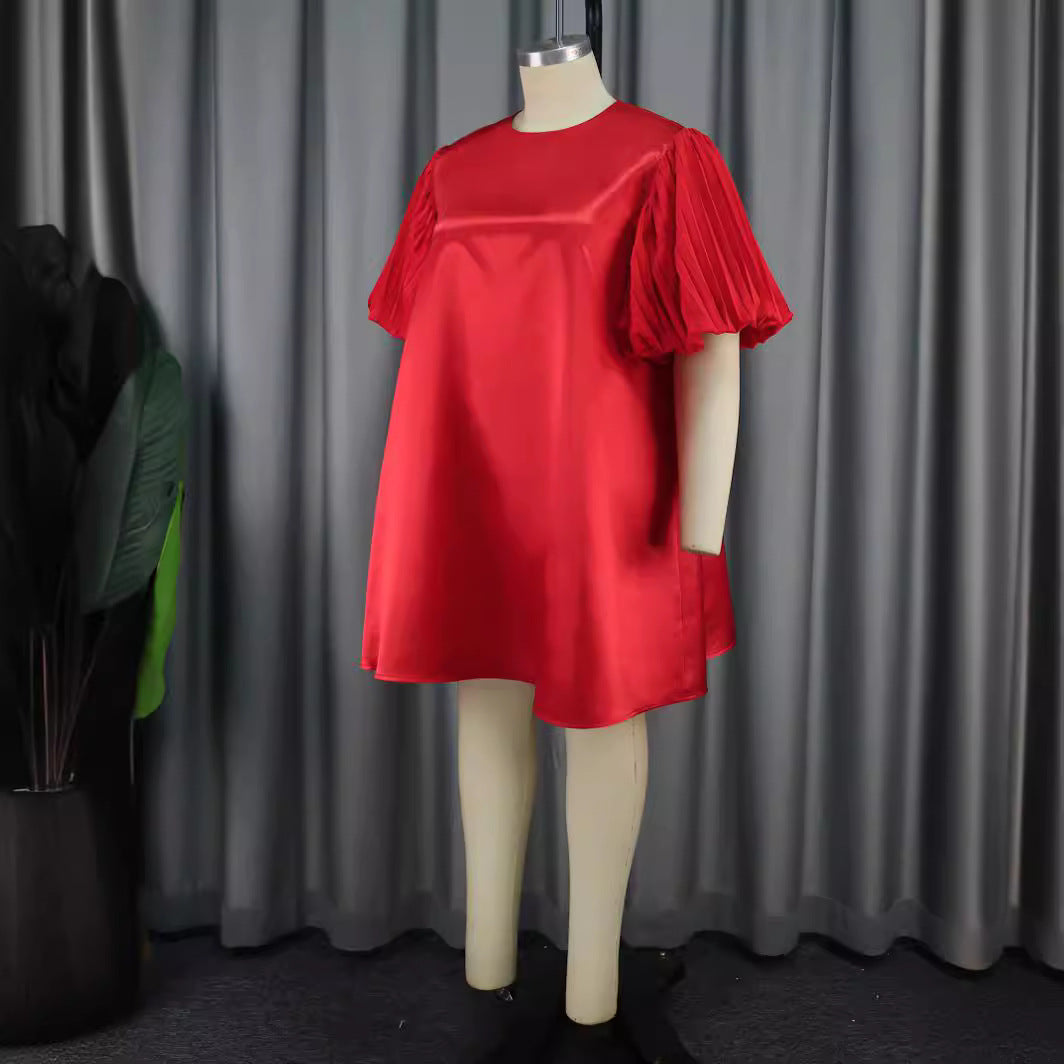 Damen exklusives Satin Kleid mit elegantem Rüschensaum Echo Archiv