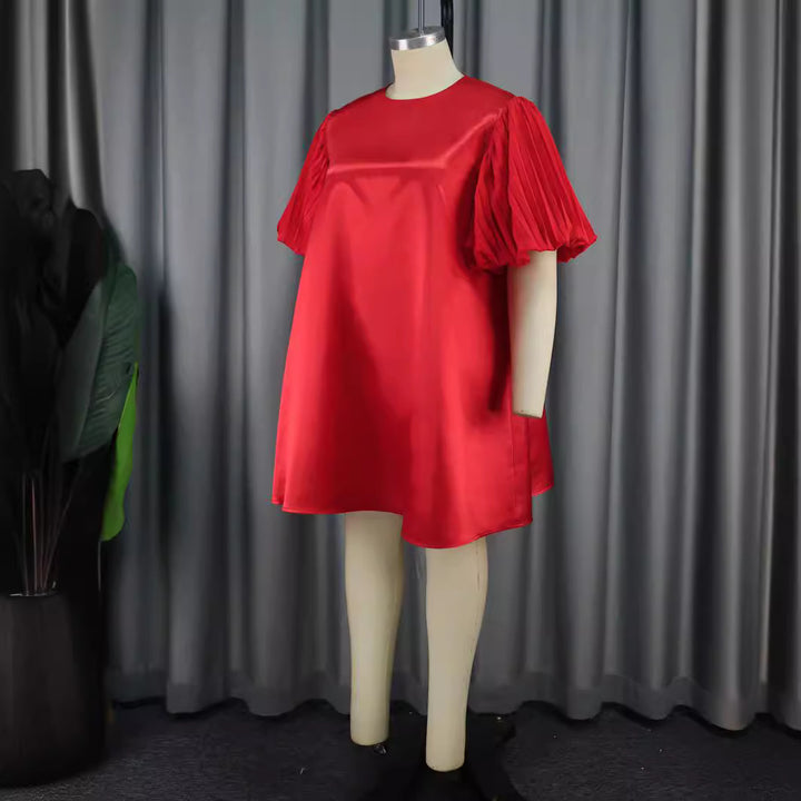 Damen exklusives Satin Kleid mit elegantem Rüschensaum Echo Archiv