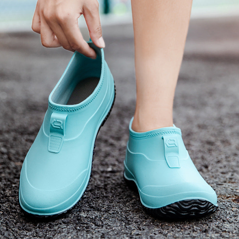 Damen Kurzschaftige wasserdichte Slip‑On Gummistiefelette mit Neoprenkragen und profiliertem Anti‑Rutsch‑Laufsohlen‑Design Echoarhiv