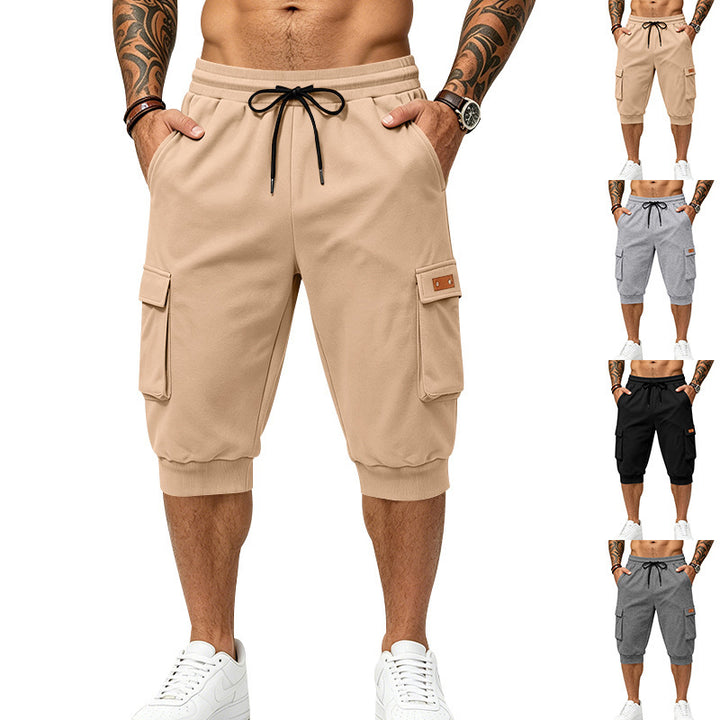 Herren Dreiviertel-Sweat-Cargo mit elastischem Bund, Kordelzug und Mehrfachtaschen Echoarchiv