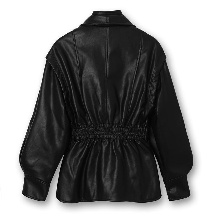 Damen Modische Lederjacke mit Volant Echo Archiv
