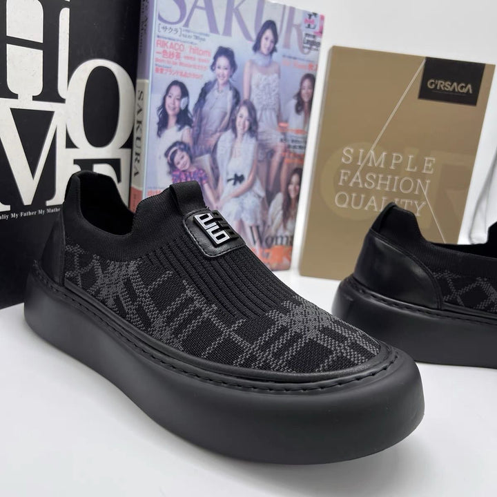 Herren Strick-Slip-on-Sneaker mit elastischem Schaft und dicker Plateau-Sohle Echoarhiv