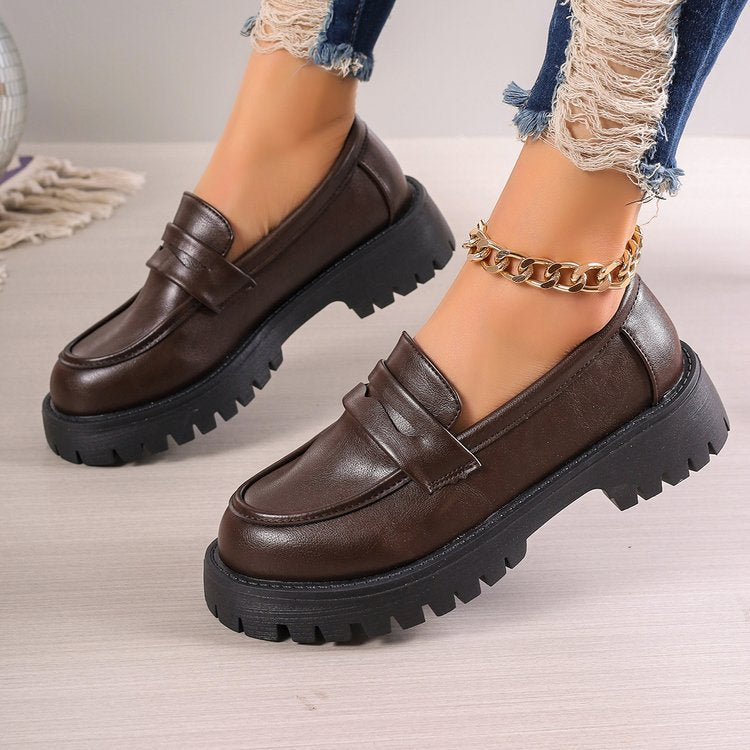 Damen Modische Chunky‑Loafer aus Veloursimitat mit profilierter Lug‑Sohle Echo Archiv