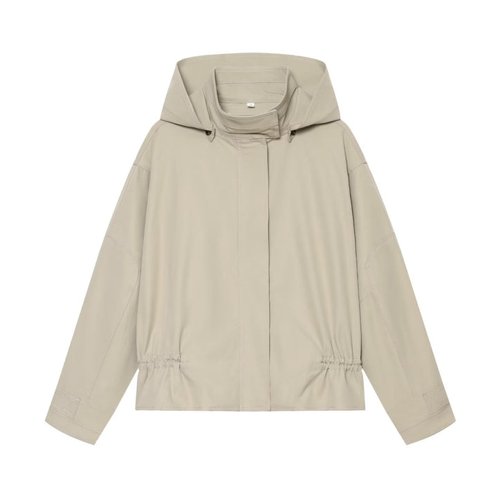 Damen Leichte Kapuzenjacke mit Tunnelzug-Taille und verdeckter Reißverschlussleiste Echo Archiv