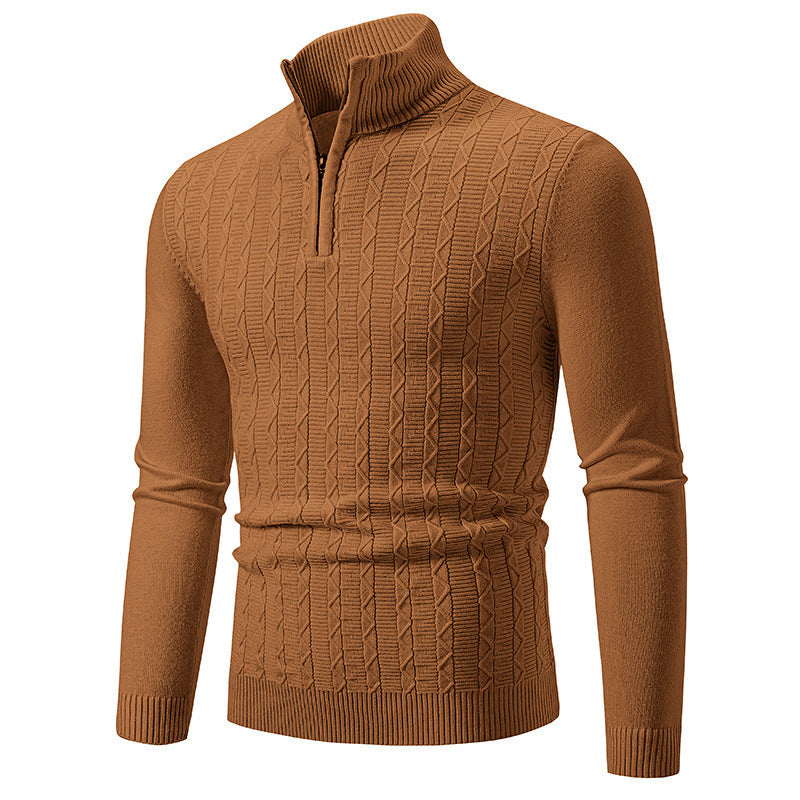 Herren modischer Strickpullover mit Stehkragen und Reißverschluss Echoarchiv