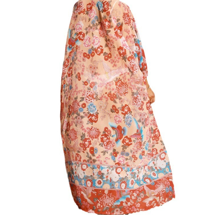 Damen floraler Strandkimono mit weit geschnittenen Ärmel Echo Archiv