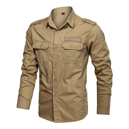 Herren nan Slim-Fit Fieldshirt aus robustem Baumwoll-Canvas mit Schulterklappen und aufgesetzten Brustpatten Echo Archiv