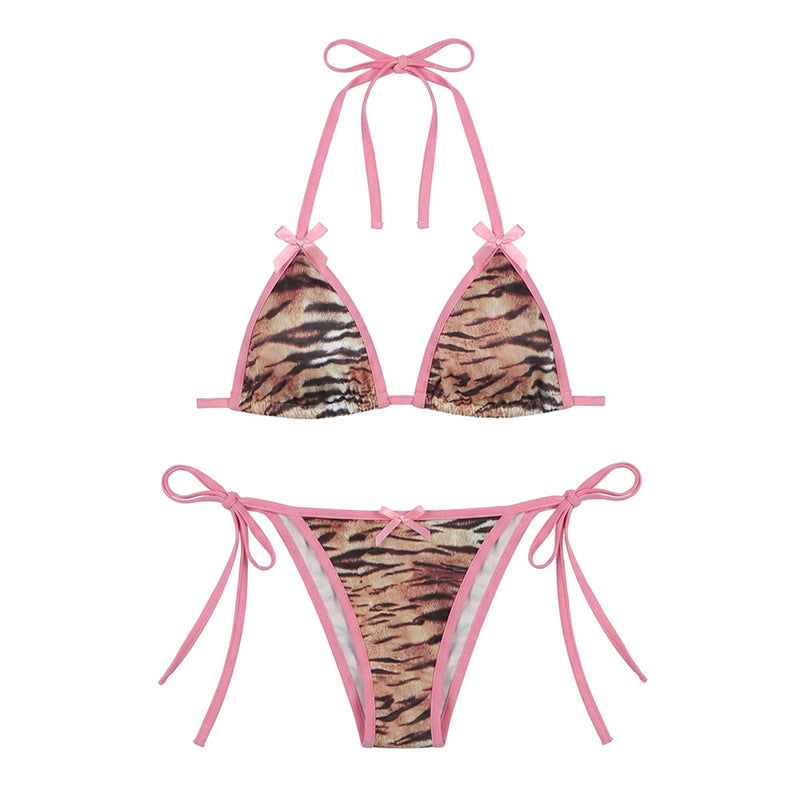 Damen Bikiniset mit animalischem Muster und verspielten Riemen Echo Archiv