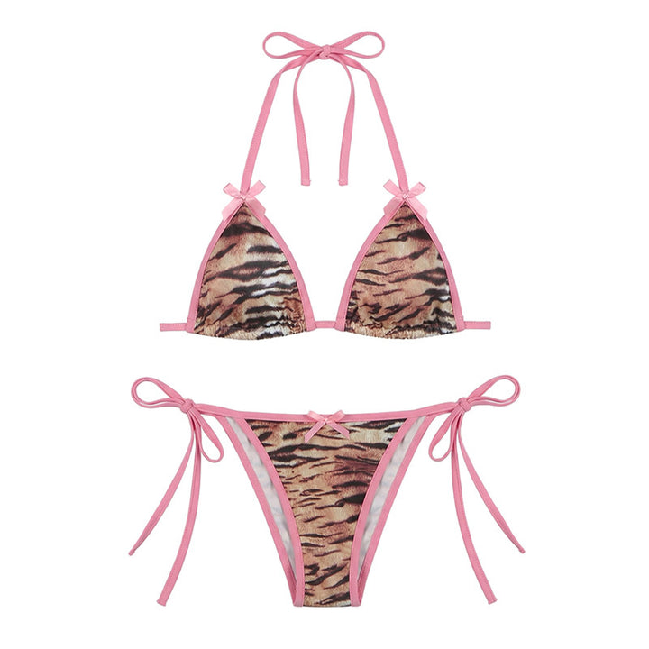 Damen Bikiniset mit animalischem Muster und verspielten Riemen Echo Archiv