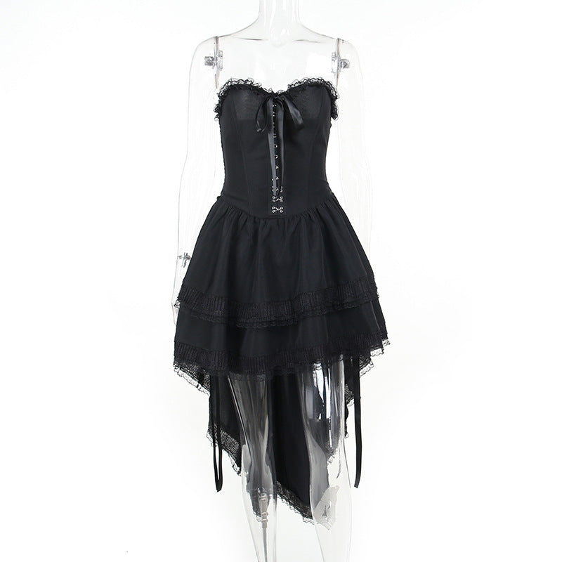 Damen figurbetonte Bluse mit Rüschendetails und Schnürung Echo Archiv