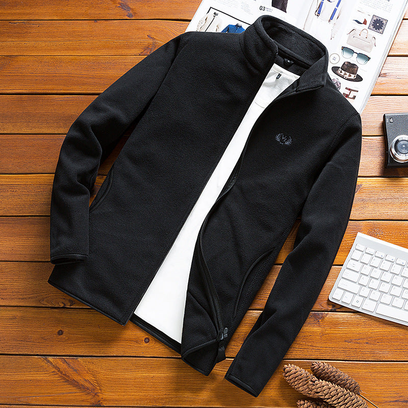 Herren Fleecejacke mit Stehkragen, windabweisender Mikrofaser‑Außenschicht und slim-regular Fit Echoarchiv