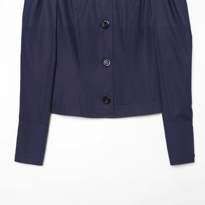 Damen Kurzblazer im Blouson‑Stil mit gerafften Schulterpartien und Knopfleiste Echo Archiv