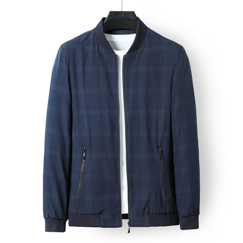 Herren lässige Übergangsjacke mit modernem Karomuster und funktionalen Taschen Echoarchiv