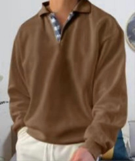 Herren nan lässiger Pullover mit Polokragen und verdeckter Karo-Innenseele aus Baumwollmischung Echo Archiv